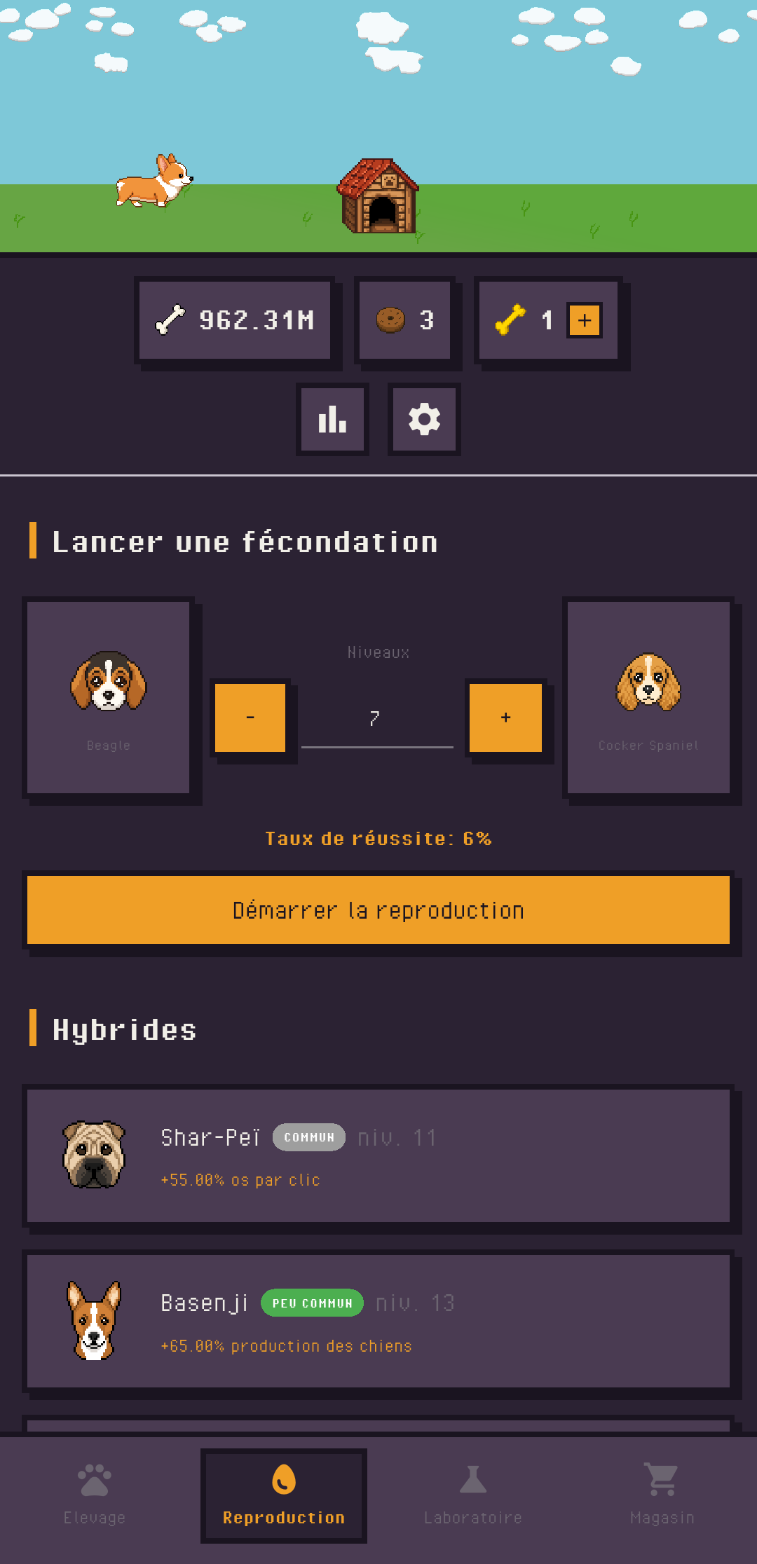 Image jeu Idle Dog Tycoon, section reproduction